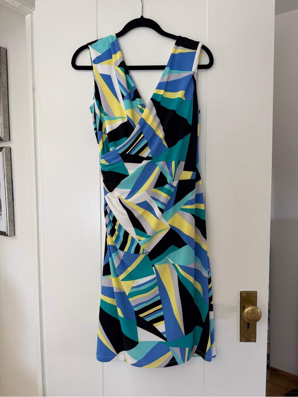 Lauren Ralph Lauren Multicolor Geometric Midi Dress in Blue, Teal & Yellow